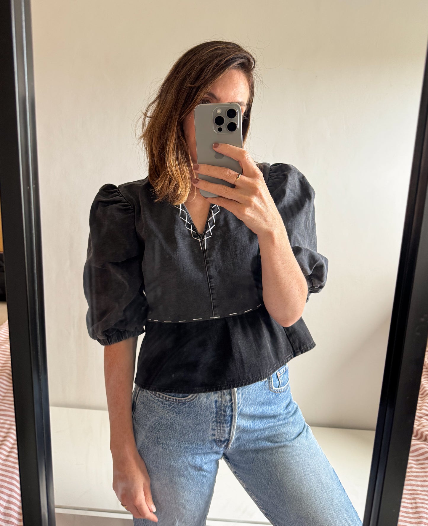 Luna Denim Top Monochrome