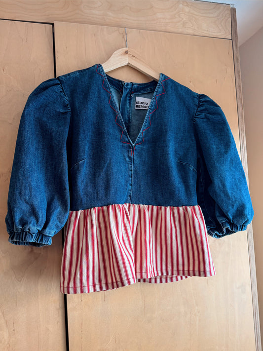 Luna Denim Top, red