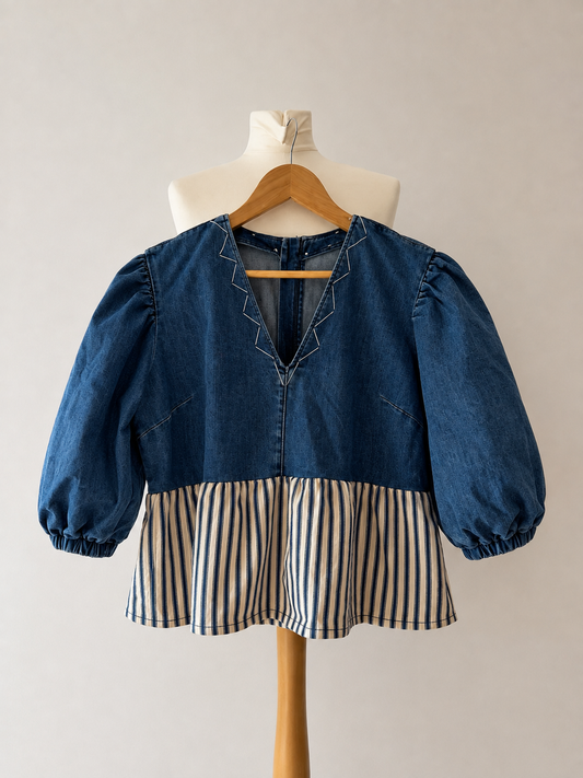 Luna Denim Top Nautical