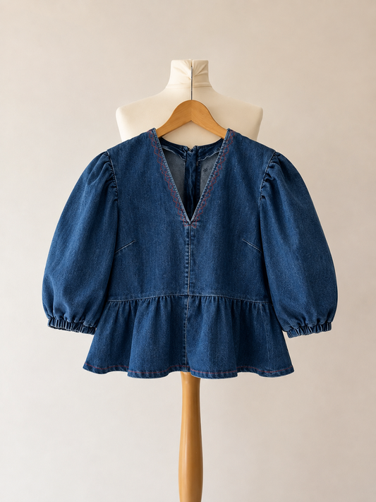 Luna Denim Top Navy